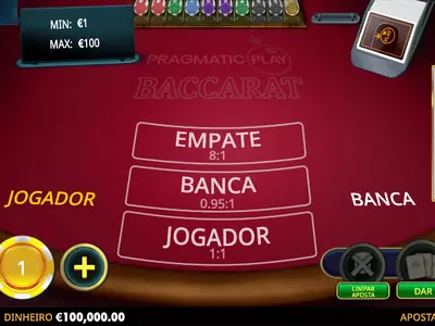 Ecrã inicial da demo de Baccarat