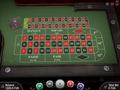 Ecrã inicial da demo de French Roulette