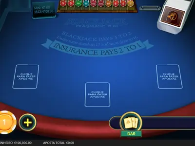 Ecrã inicial da demo de Multihand Blackjack